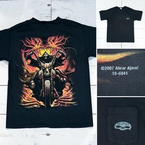 VTG Skulbone Abrar Ajmal Grim Reaper Dragon Biker Fantasy Mall Goth Art Shirt XL